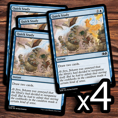 4x Quick Study - NM - Wilds of Eldraine - MTG