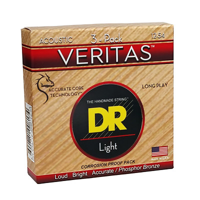 DR Strings VERITAS Acoustic Guitar Strings: Light 12-54 (3-Pack) [VTA-12-3PK]