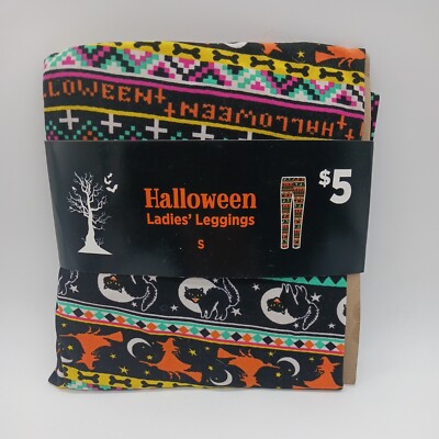 Bobbie Brooks Ladies Halloween Leggings  Black Cats, Witches & Pumpkins Small