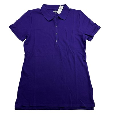 NWT Old Navy Purple Short Sleeve Uniform Polo Shirt Sz M TALL Cotton Spandex