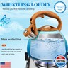 GGC Tea Kettle for Stove Top, 3.1QT/3L Whistling Tea Kettles for Boiling Water Coffee or Milk, Gradient Blue Tea Pot with Wood Parttern Handle, Stainless Steel Tea Pots for Home and Kitchen