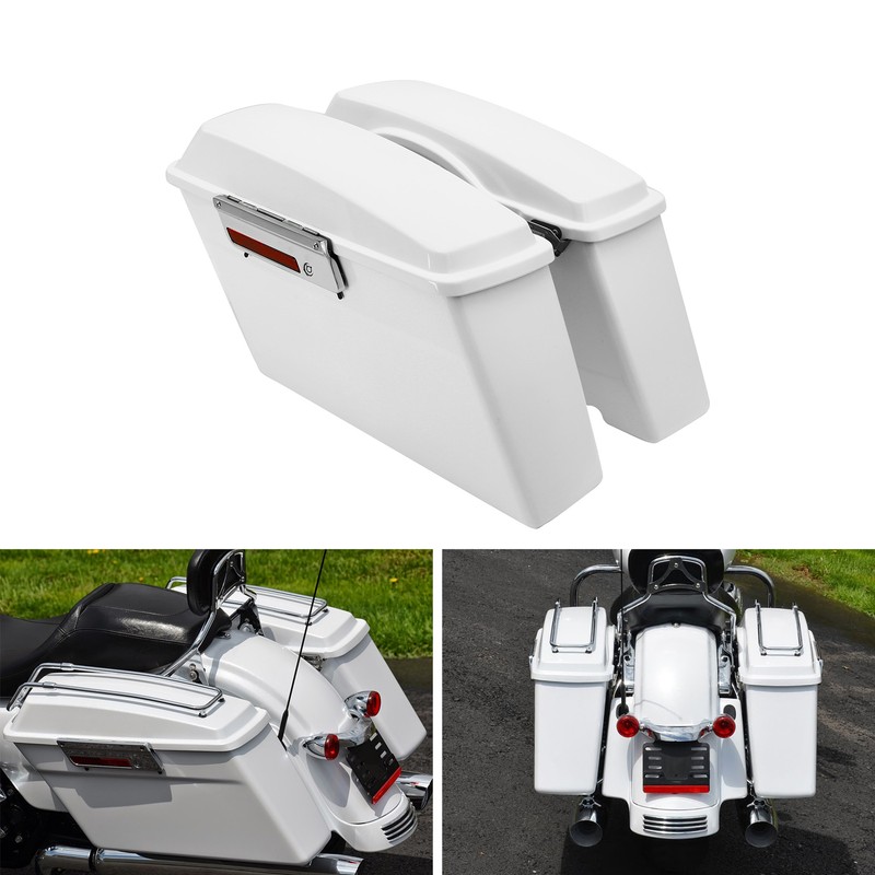 White Hard Saddlebags Fit For Harley Touring Road Electra Glide
