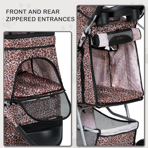 Portable Pet Dog Stroller Foldable 3 Wheels Puppy Travel Carrier Cart+Cup Holder