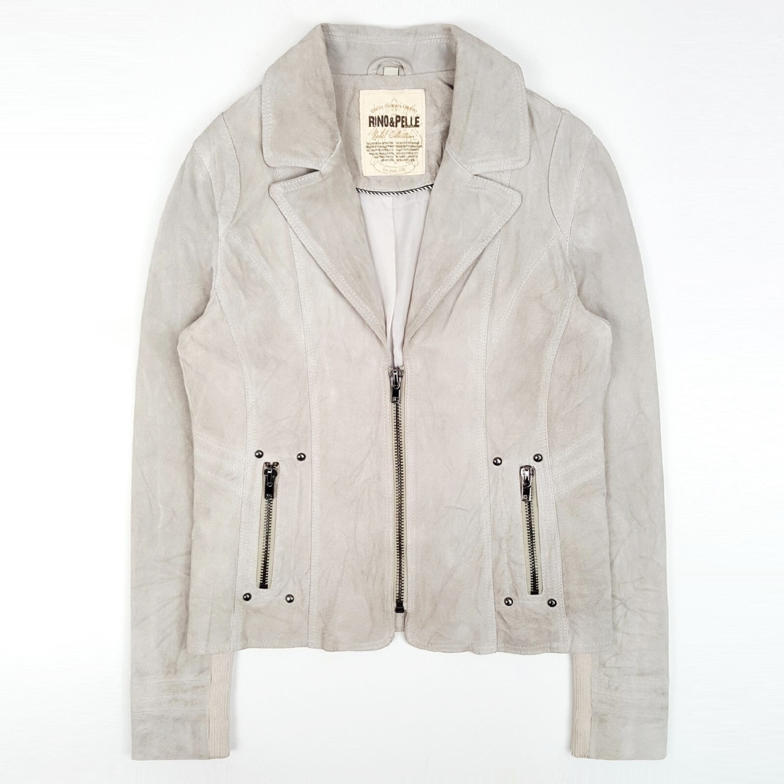 トップス eurokenvy Knit Suede Rider's Jacket RINO & PELLE Suede Leather Biker Jacket Studded Zip Rib Knit