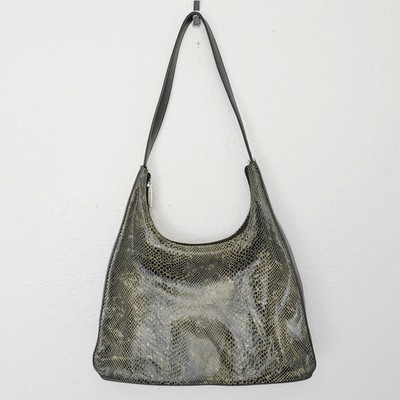 Stone Mountain Shoulder Bag Snake Embossed Hobo Tote Purse Green Brown NEW! NWOT