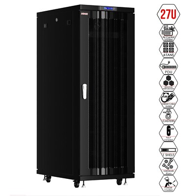 Server Rack 27U Network Cabinet 39'' depth Data Server Cabinet - VENTED MESH DOOR