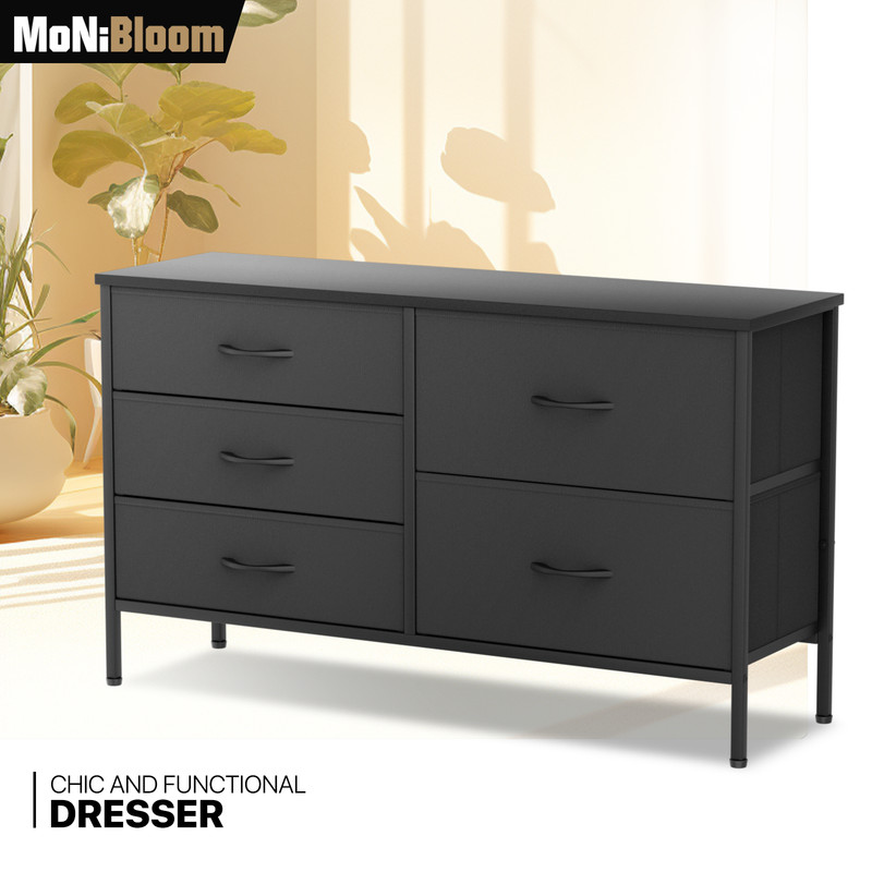 5-Tier Black Dresser Chest of Drawer Bedroom Furniture Storage Cabinet