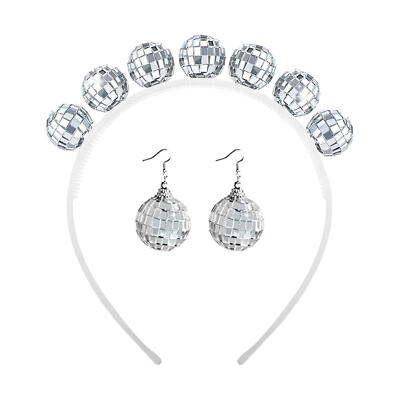 Mirror Ball Earrings Retro Disco Ball Headband Fashion Costume Like-minded