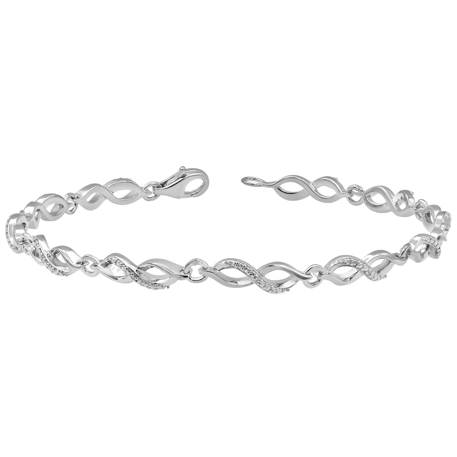 0.02 Ct 925 Sterling Silver Diamond Accent Infinity Link