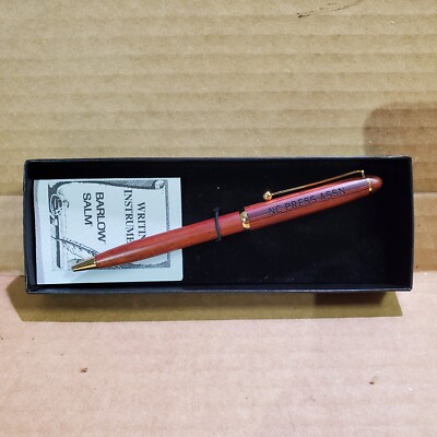 VTG ''NC PRESS ASSN'' Barlow Salm Woodgrain Pen Unused Original Box & Documents
