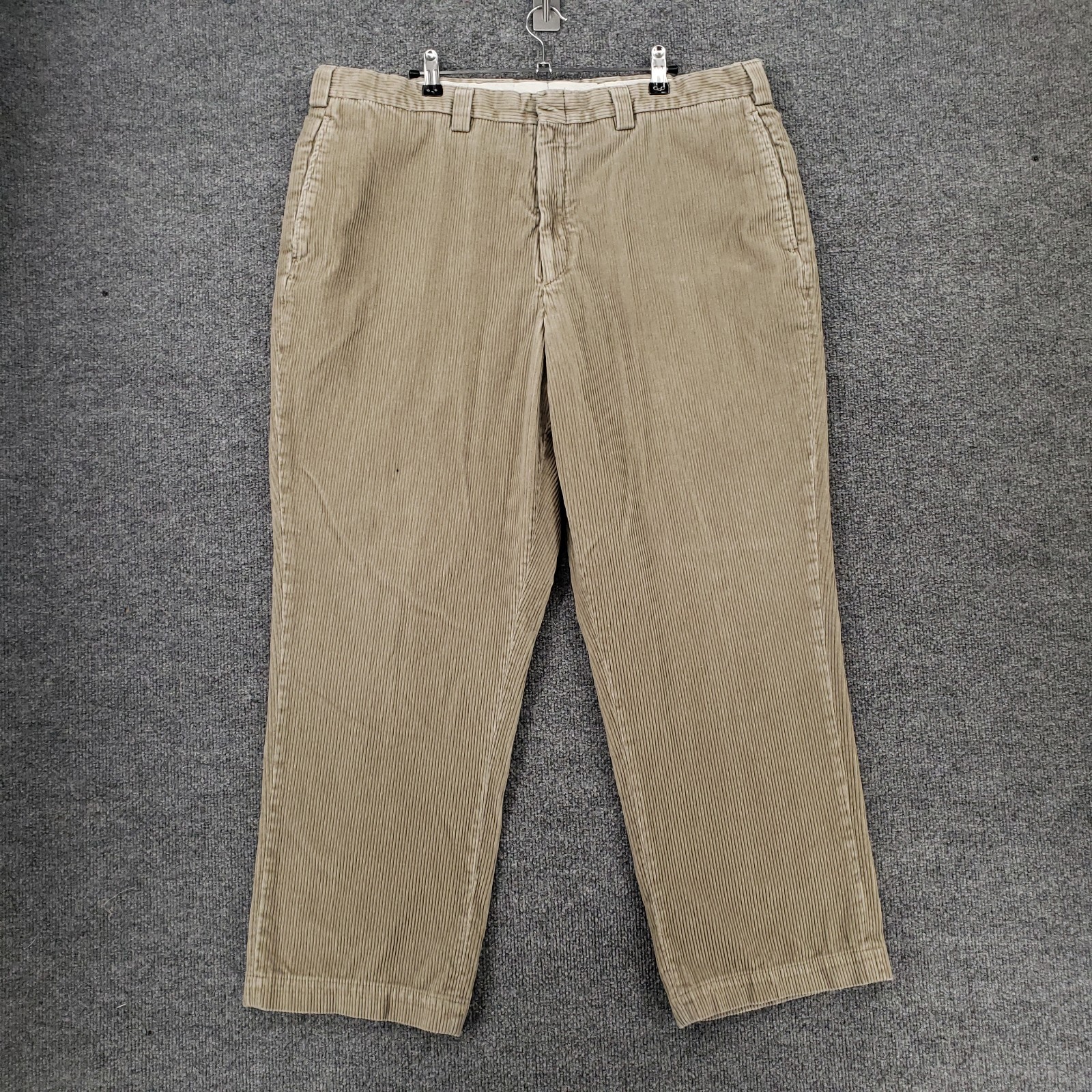 LL Bean Pants Mens 38x28 Beige Relaxed Fit Chino Flat Front Straight Corduroy