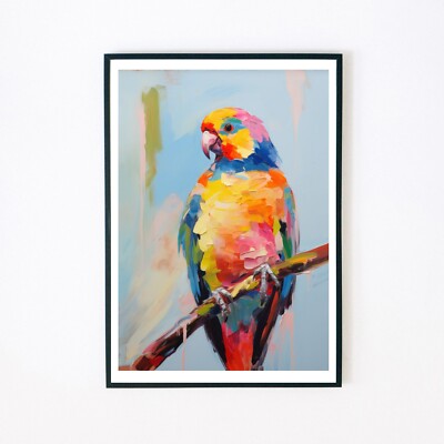 Abstract Bird Colourful Painting Illustration 7x5 Retro Wall Decor Art Print 