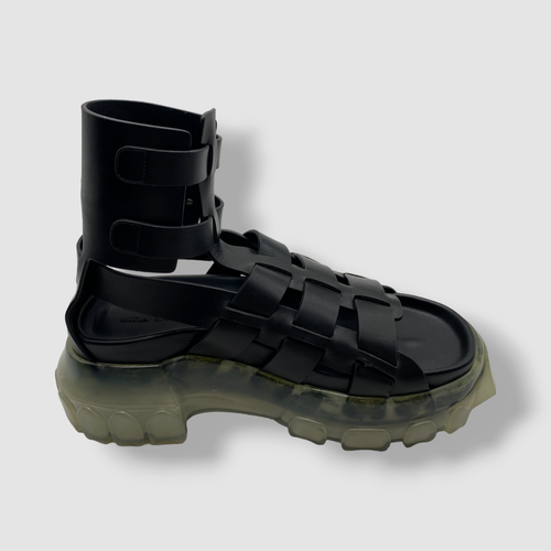 $1956 Rick Owens Women's Black Leather Hiking Tractor