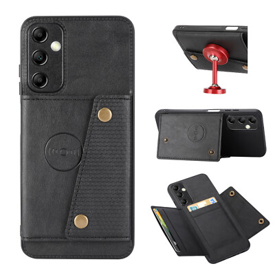For Various Phone Hot Wallet Case Car Magnetic Holder Cover Back Stand Card Bag