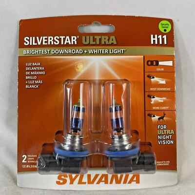 SYLVANIA H11 SilverStar Ultra High Performance Halogen Headlight Bulb, 2 Bulbs