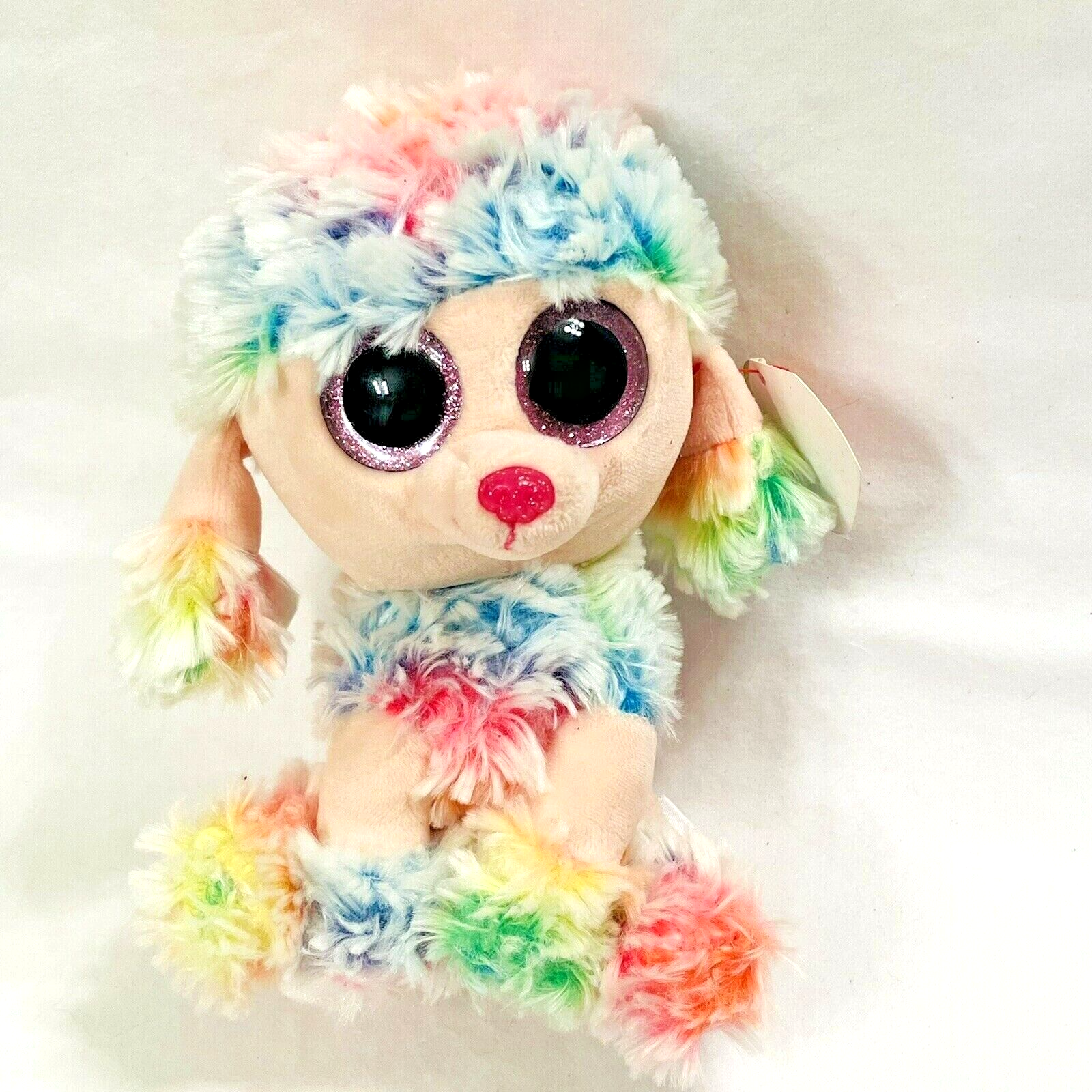 Ty Beanie Boo RAINBOW Poodle Dog 6" Multicolor Plush Stuffed