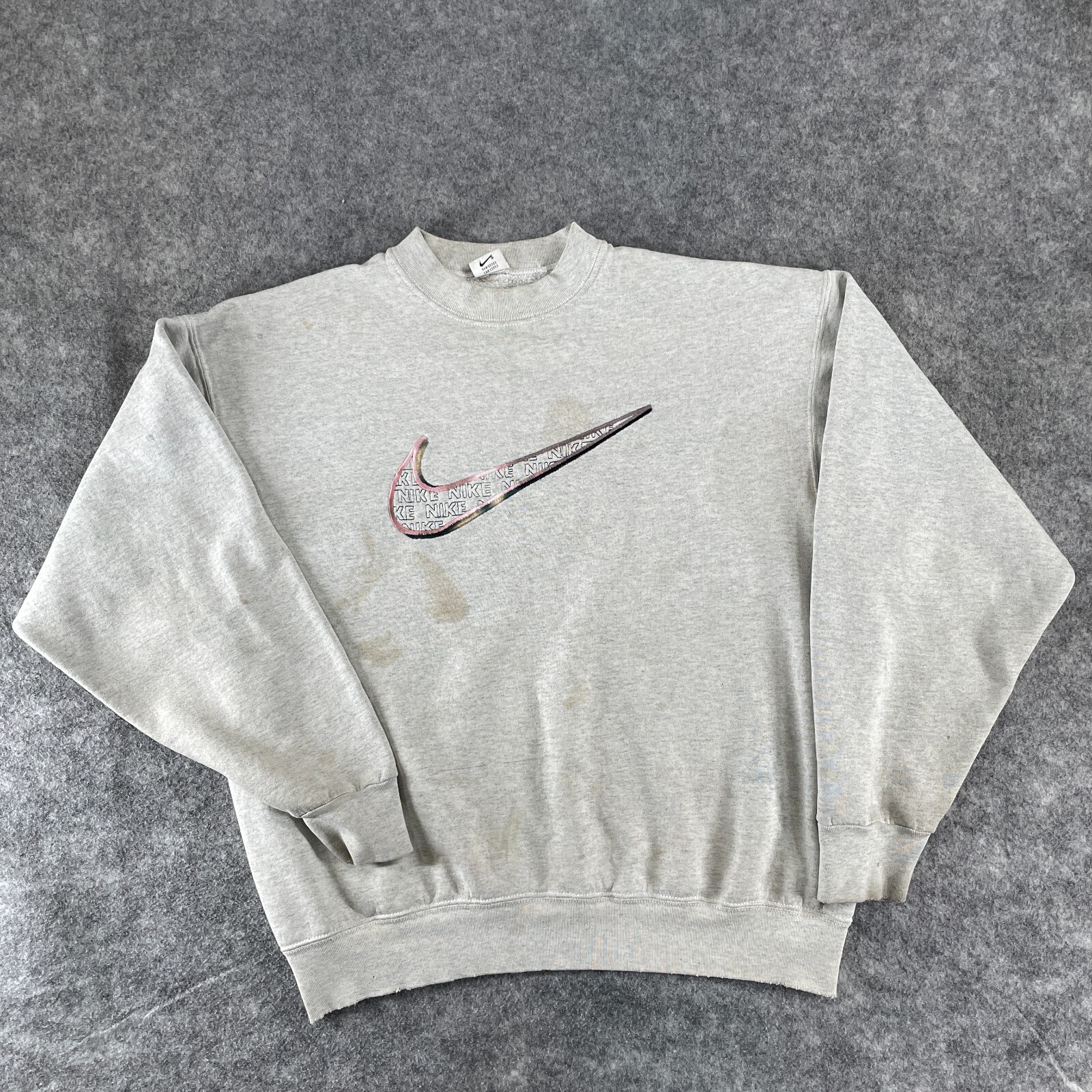 Vintage Nike Sweatshirt Adult XL Grey Pullover Swoosh Spell Vintage Nike Sweatshirt Adult XL Grey Pullover Swoosh Spell