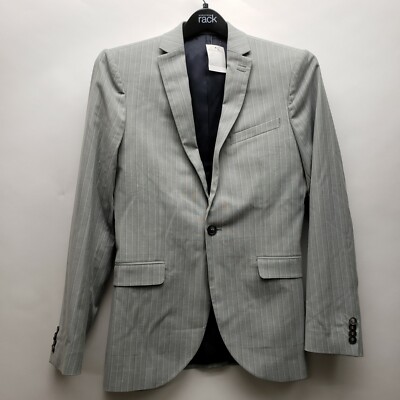 Topman Grey Striped ULTRA SKINNY Blazer One button Size 38R