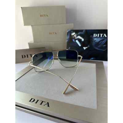 Pre-owned Dita Dubsystem Dts157-a-03 Silver Rose Gold Turquoise Navigator Large Sunglasses