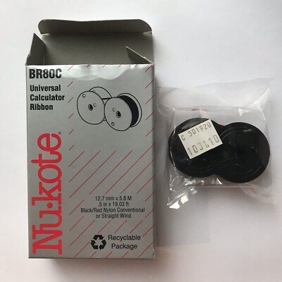 Nu-Kote Universal Calculator Ribbon BR80C Black/Red Nylon Canon Royal Sharp TI