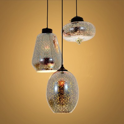 Unique Glass Chandelier 3-Lights Cluster Pendant Lamp Ceiling Lighting Fixtures