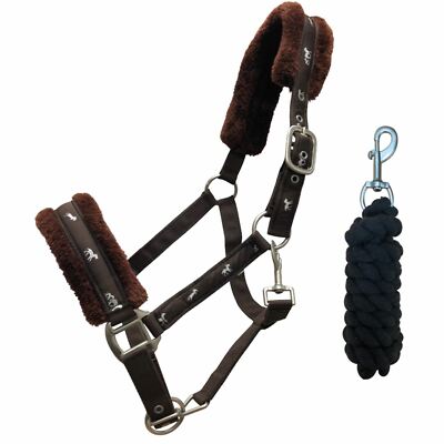 Best On Horse Equestrian Strong Quality Padded Fleece Adjustable Headcollar lead