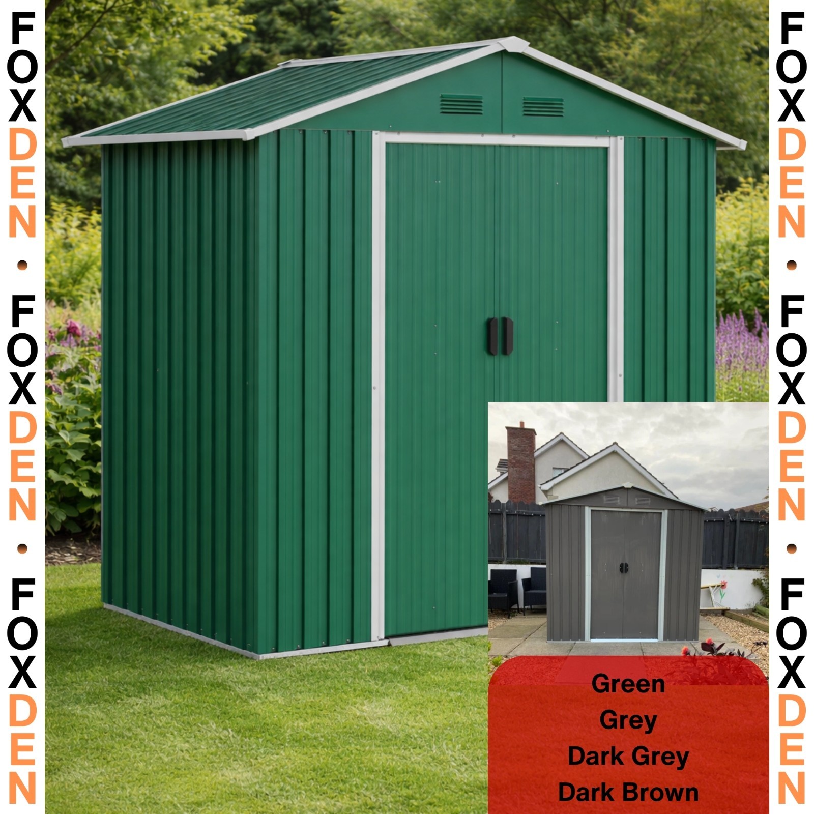 6.5ft x 3.5ft Metal Garden Storage Shed for Outdoor Tool Storage w/ Double Doors