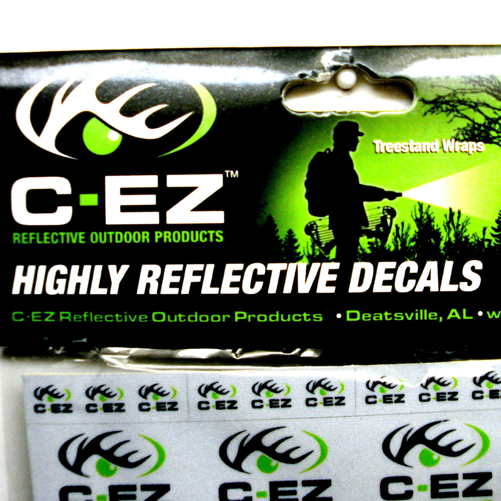 C-EZ GREEN HIGHLY REFLECTIVE DECAL WRAP STRIP ARCHERY BOW ARROW TREESTAND WINDOW