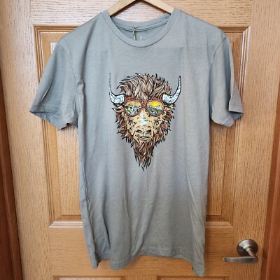 Wild Tribute 4 The Parks Groovy Mike Bison Stone Gray Size Medium Unisex Tee NWT