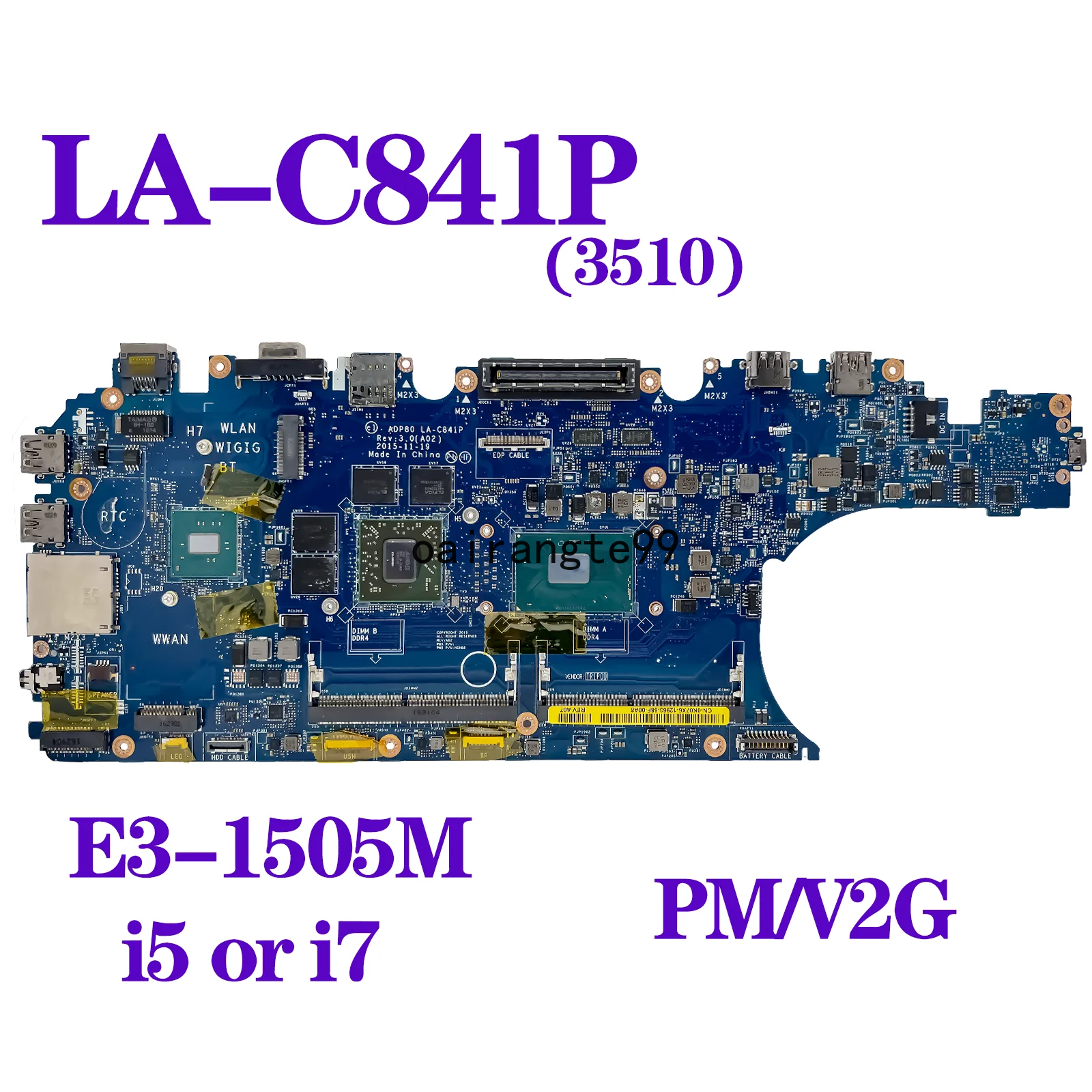 DELL Precision 3510 マザーボード LA-C841P LA-C841P For Dell Precision 15 3510 Motherboard E3-1505M i5