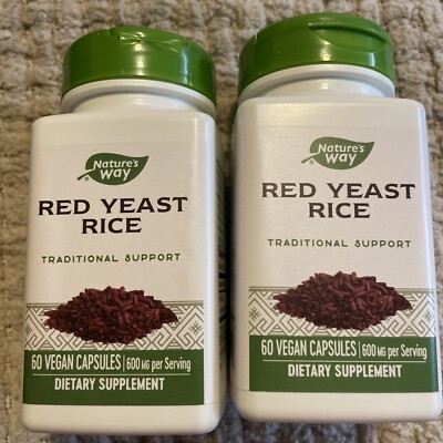 Lot of 2 / Nature's Way Red Yeast Rice / 60 Vegan Capsules X 2 = 120 Sealed New