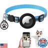 TAGHELP Reflective Breakaway Cat Collar with Apple AirTag Holder with Smart ID tag, QR Code Tag and Bell - Personalized Real-Time Tracking for Cats and Kittens,NO APP (Sky Blue)