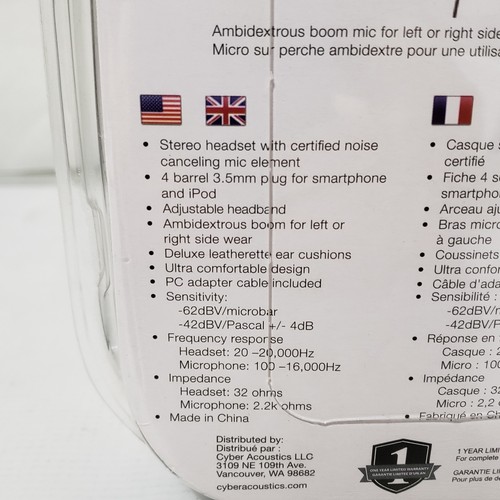 Cyber Acoustics AC204 Headset New In Package Computers & Networking Home school