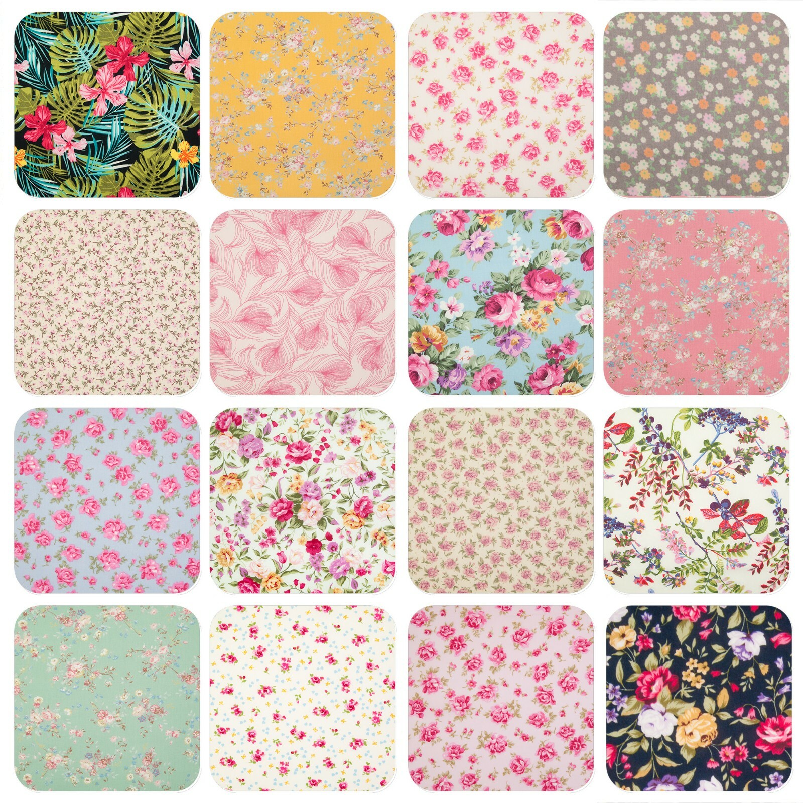 FLORAL COTTON FABRIC Rose & Hubble Vintage Roses Ditsy FLORAL COTTON FABRIC Rose & Hubble Vintage Roses Ditsy