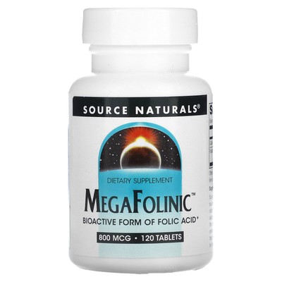 Source Naturals MegaFolinic 800 мкг 120 таблеток без молочных продуктов, без яиц,