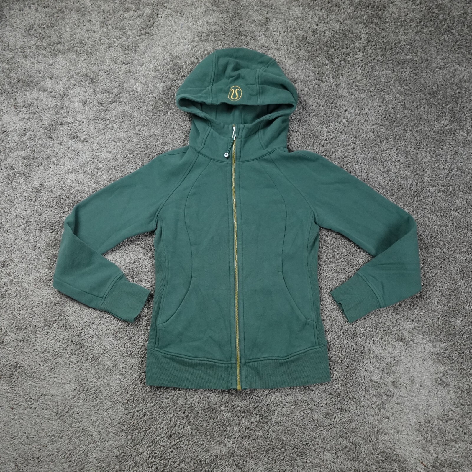 Lululemon Scuba Hoodie Women's 6 Green Everglade Gold Zipper