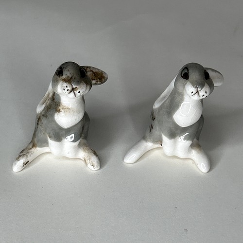 Vintage Lomonosov USSR Porcelain Small Lop Eared Grey Rabbit