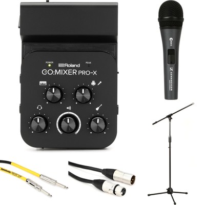 Roland GO:MIXER PRO-X Audio Mixer Vocal and Guitar Streaming Bundle for