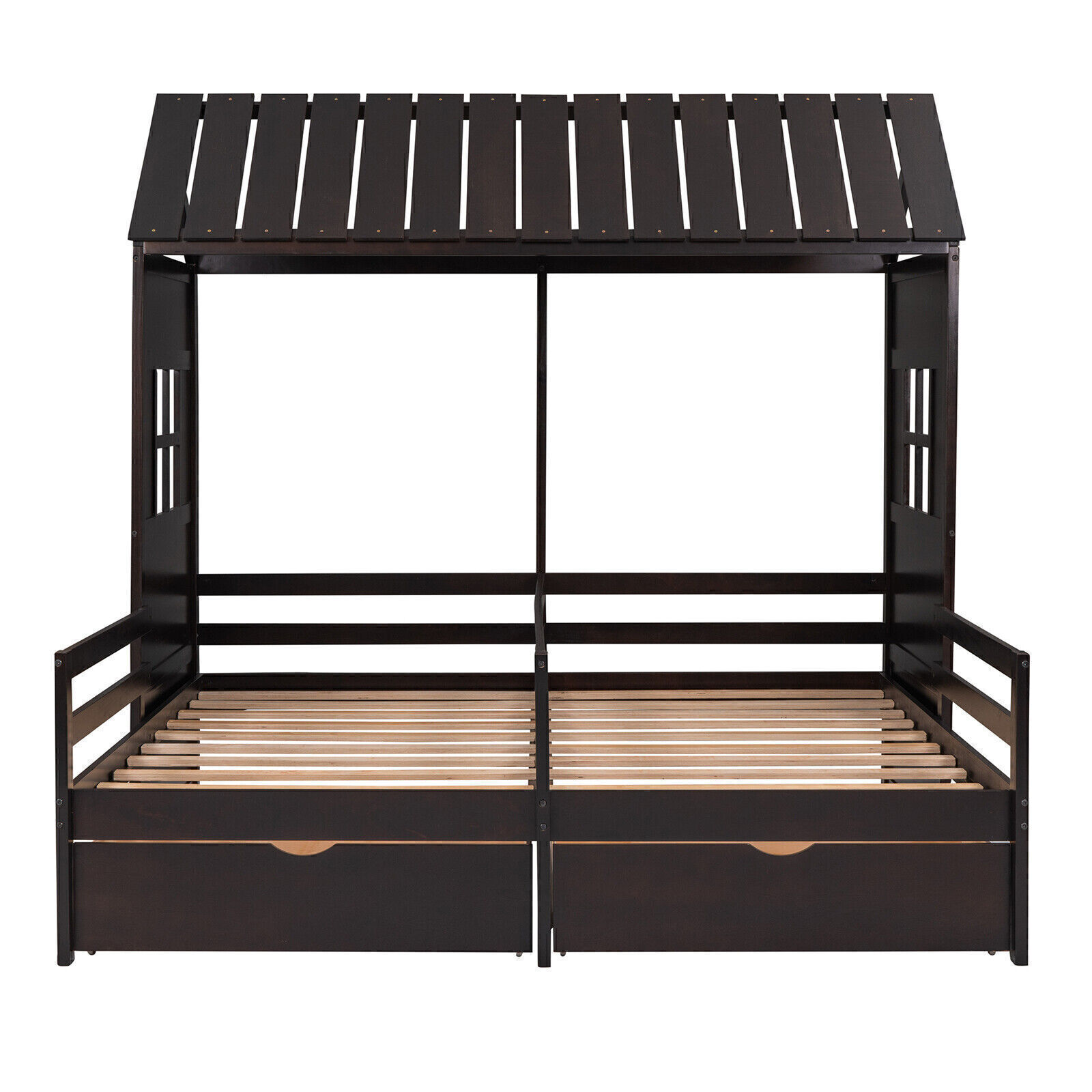 Twin Size House Bed With 2 Drawers Double Wooden Bed Frames Tent Bed For Kids
