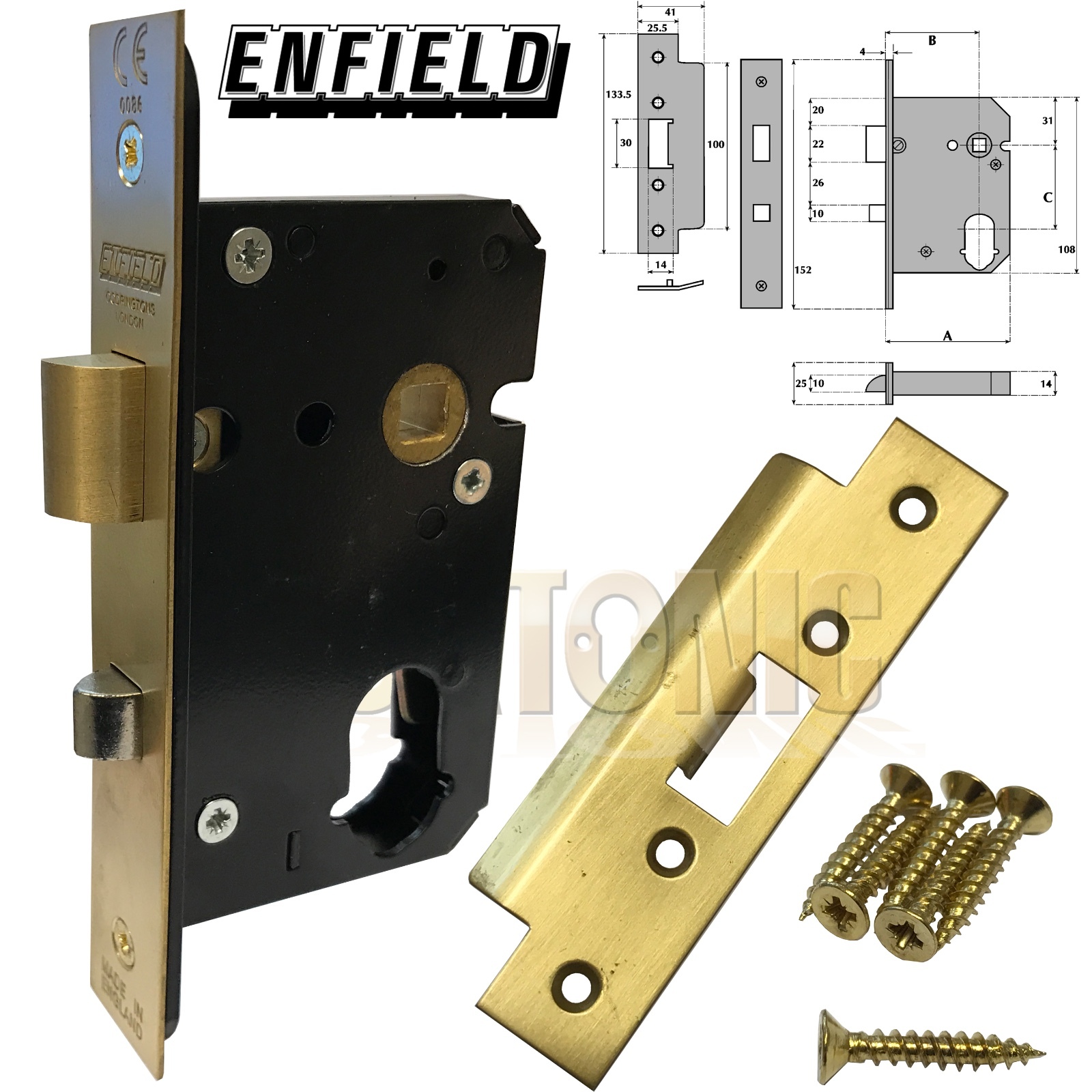 Enfield 63mm Dual Profile Euro Oval Cylinder Mortice Night Latch Anti