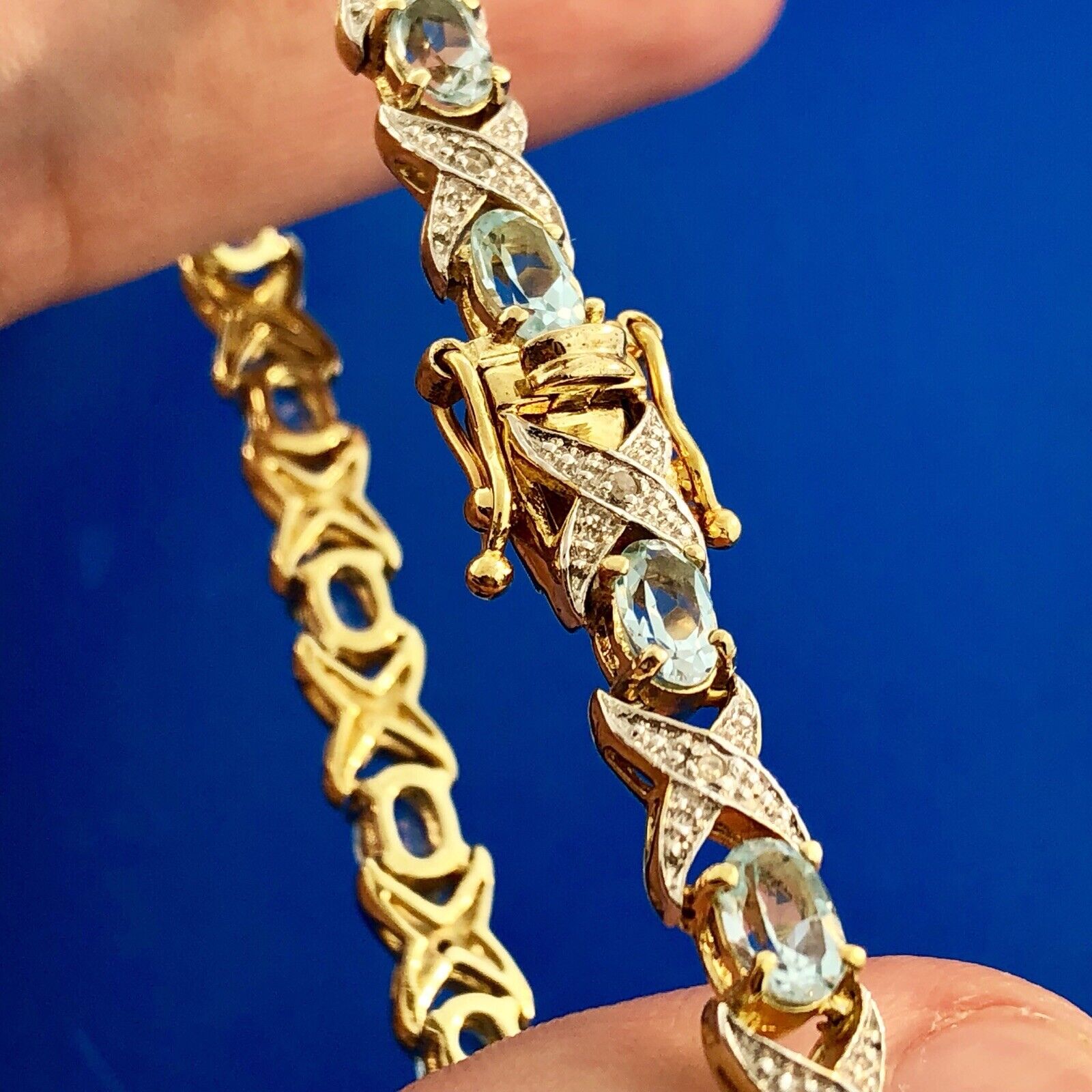 Designer DBJ Sterling Silver 925 Vermeil Blue Topaz Diamond Designer DBJ Sterling Silver 925 Vermeil Blue Topaz Diamond