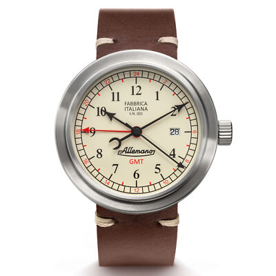 Pre-owned Allemano Men's '1919 Gmt' Antique White Dial Automatic Watch Gmt A 1919 Sp-pw