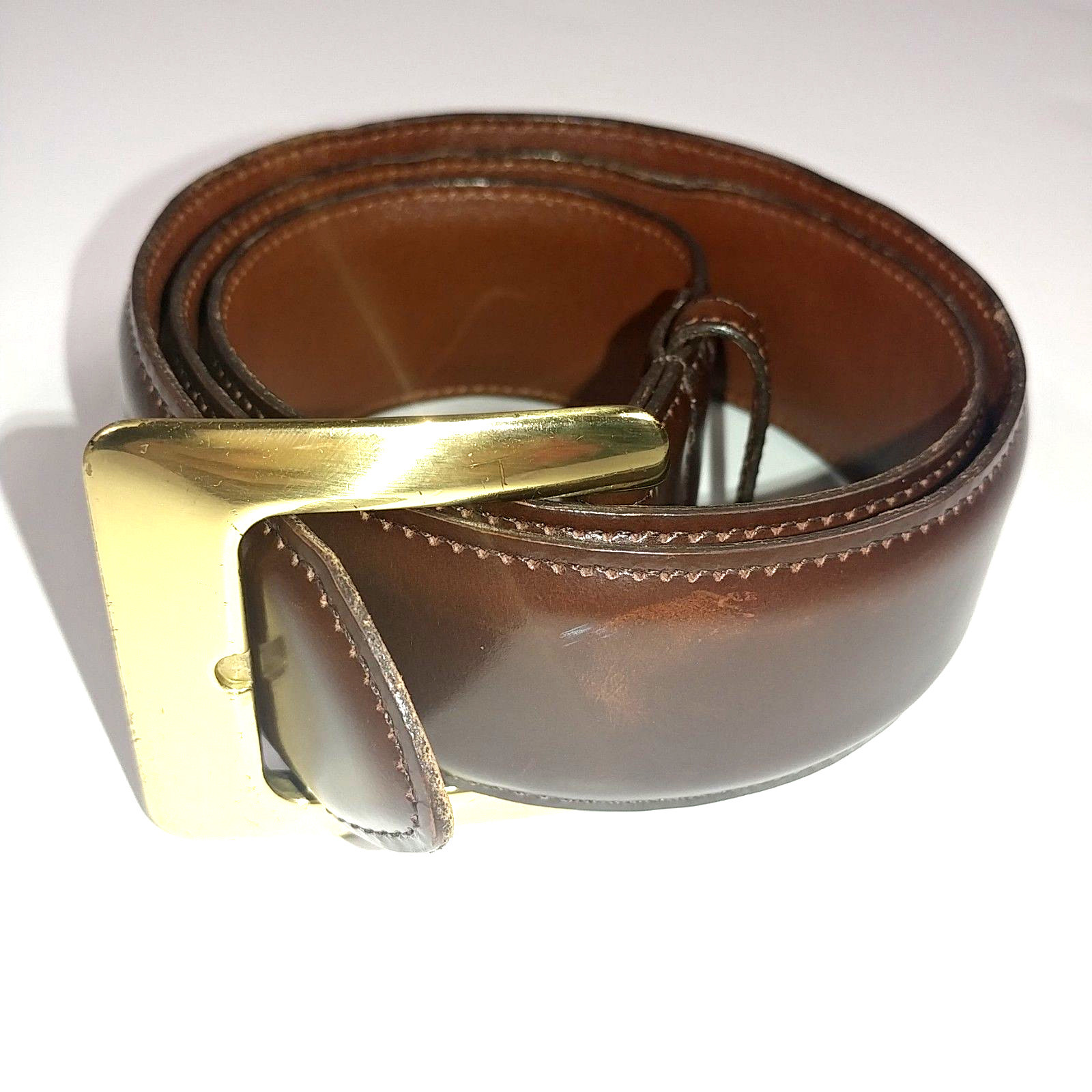 COACH Women's Brown Belt Polished Cowhide Solid Brass Buckle Size Med USA  #8511
