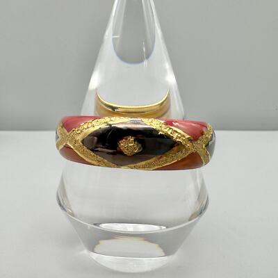 Bracelet Multi Tone Black Red Regal Old Hollywood Glamour Bangle Retro 8 Inch