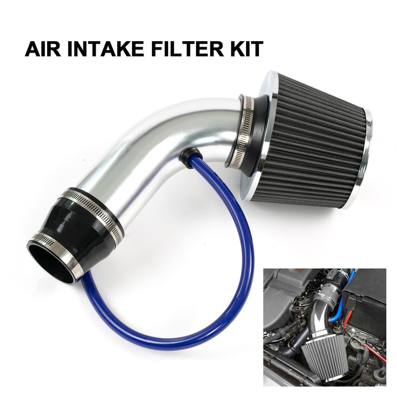 Silver 3" Cold Air Intake Filter Induction Kits Pipe Power Flow Hose System Cars