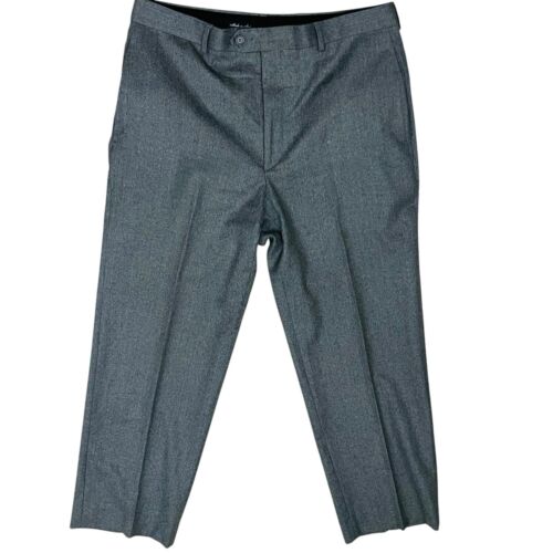 Italian 100% Wool Dress Pants Grant Thomas Men's Gray Flat Italian 100% Wool Dress Pants Grant Thomas Men's Gray Flat