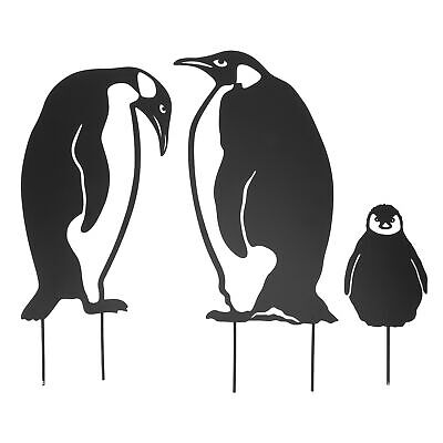 Garten Pinguin Familie Pfahl Statue Simulation Hohleisen Tierpfahl Dekor DA