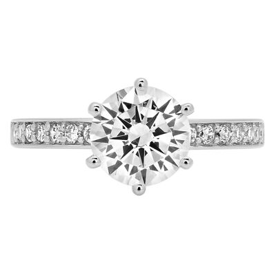 Pre-owned Pucci 1.96 Round Cut Moissanite Classic Bridal Statement Designer Ring 14k White Gold In White/colorless