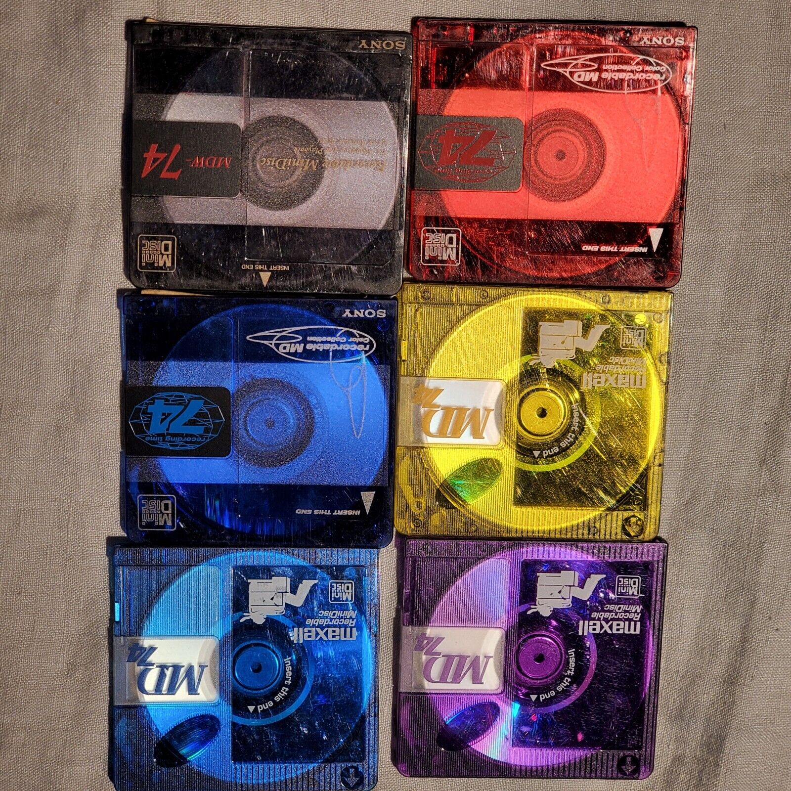 6 Sony MiniDisc 74 minutes MDW-74 recordable no cases 6 Sony MiniDisc 74 minutes MDW-74 recordable no cases