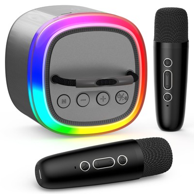 HWWR Kids Karaoke Machine, Portable Speaker with 2 Wireless Microphones for K...